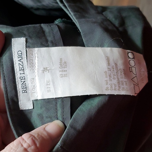 Rene Lezard irredisent green crop silk blend pants - Picture 4 of 7